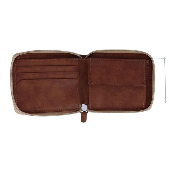 Buxton Men's RFID Canvas and Leather Zip Around Wallet - Picture 3 of 3